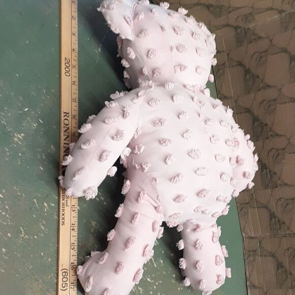 Vintage Hand made pastel pink chenille bear with crocheted blanket - Picture 3 of 8